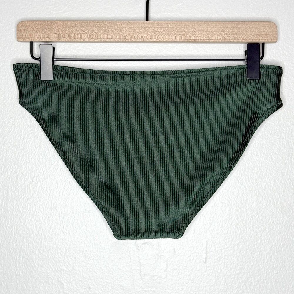 Aerie NWT Womens Bikini Bottom Medium Green Ribbed Shine Full Coverage Beach‎ - Picture 4 of 8